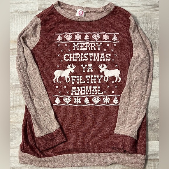 Merry Christmas Ya Filthy Animal Wanna B Size Large - Picture 1 of 2